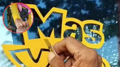 Aksi Bapak Ini Tunjukkan Keahlian Cutting Stiker dengan Peralatan Sederhana, Hasilnya Tuai Pujian
