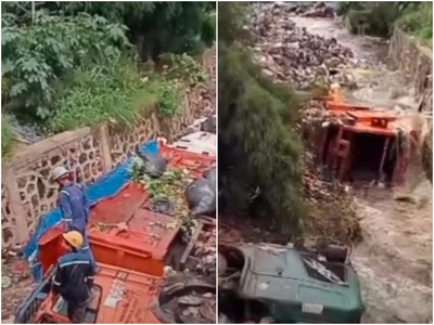 Gunungan Sampah di Bantargebang Longsor Timpa 3 Truk hingga Terperosok ke Kali