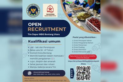 Lowongan Kerja Terbaru Bontang: Dibutuhkan Tenaga Masak hingga Distribusi untuk Program Makan Bergizi