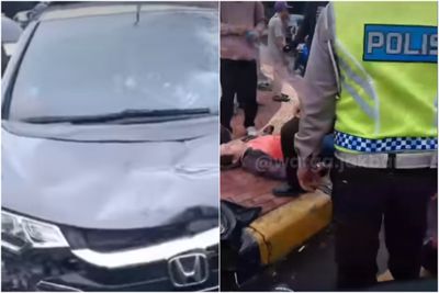 Jazz Hantam Pemotor Terobos Lampu Merah di Daan Mogot Jakbar, Korban Alami Patah Kaki