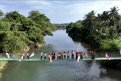 Jembatan Gantung Mandala Kasih Kembali Buka Akses Warga Dua Kampung di Garut