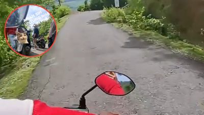 Deg-degan di Jalan Turunan, Dua Cewek Ini Tak Sadar Rem Motor Blong Saat Berkendara