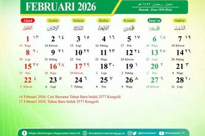 Kalender Februari 2026 Lengkap: Tanggal Merah, Libur Nasional, Cuti Bersama, dan Hari Besar