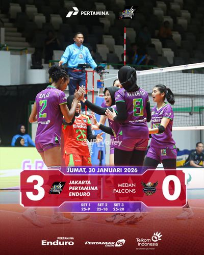 Permalukan Medan Falcons 3 Set Langsung Tanpa Ampun, Trio Salas-Shcherban-Megawati Tampil Menggila!