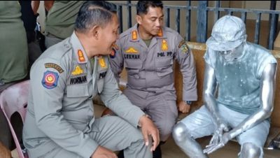 Manusia Silver Kembali Terjaring Razia Satpol PP WH di Banda Aceh
