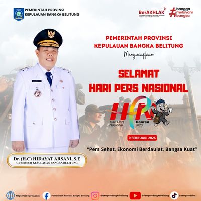 Apresiasi Gubernur Babel Hidayat Arsani untuk Insan Pers pada Peringatan Hari Pers Nasional 2026