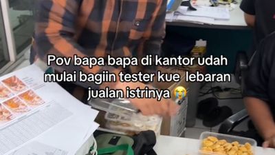 Mode Marketing Bapak Kantoran Jajakan Kue Lebaran Dagangan Istri Ini Diapresiasi Warganet