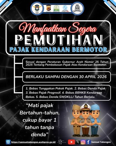 Warga Aceh Wajib Tahu! Ini Syarat Pemutihan Pajak Kendaraan hingga 30 April 2026