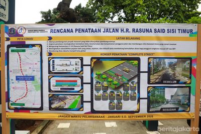 Tiang Monorel Abadi Jalan HR Rasuna Said Dibongkar Total, Pramono Anung Siapkan Trotoar Cantik Bebas PKL dan Parkir Liar Ojol pada Juni 2026
