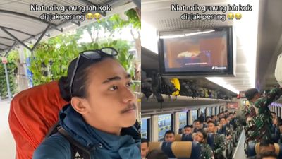 Niat Naik Gunung, Pria Ini Malah Satu Kereta dengan TNI Satu Kompi
