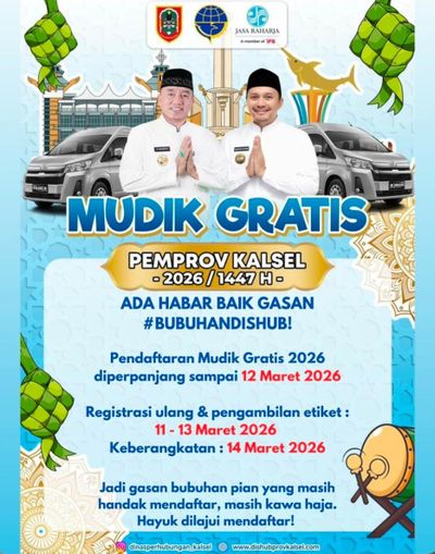 Mudik Gratis Kalsel 2026: Kuota 300 Peserta Terpenuhi, Siap Berangkat 14 Maret