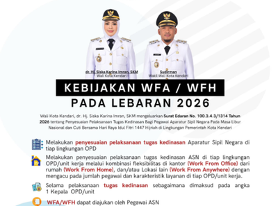 Kebijakan Pemkot Kendari Mengenai ASN Work From Home Jelang Lebaran 2026