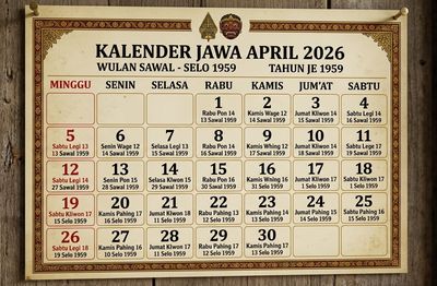 Cara Menghitung Neptu Tertinggi di Kalender Jawa April 2026 dan Terendah Beserta Maknanya