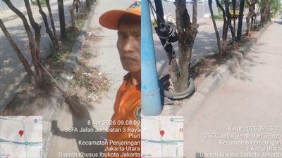 Bagikan Foto Jalanan Before dan After Dibersihkan, Petugas Kebersihan Jakarta Ini Banjir Pujian Warganet