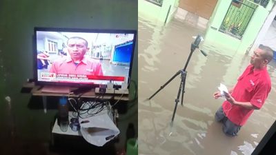 Lagi Nonton Berita, Pria Ini Baru Sadar Reporter di Depan Rumahnya