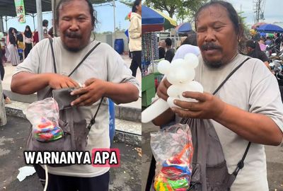 Semangat Cari Nafkah, Bapak Ini Jual Balon Bentuk Unik Cuma Rp2 Ribu