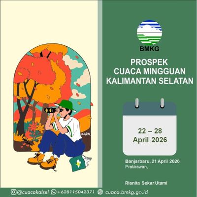 Waspada Cuaca Ekstrem Kalsel! Prakiraan Cuaca Kalimantan Selatan 22 – 28 April 2026 dan Peringatan Dini BMKG