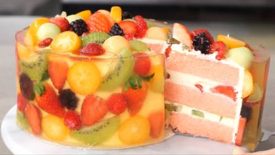 Resep Fruit Jelly Sponge Cake Lembut dan Segar, Bikin Nagih