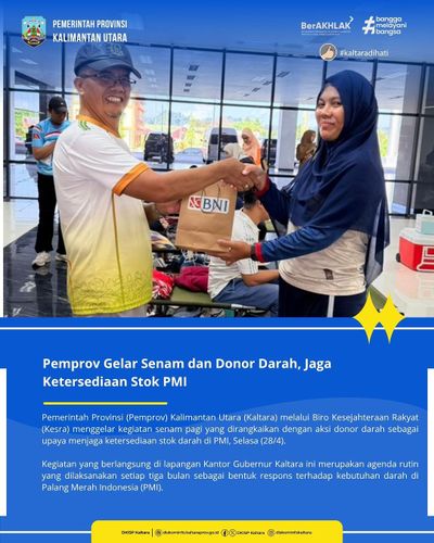Pemprov Gelar Senam dan Donor Darah, Jaga Ketersediaan Stok PMI