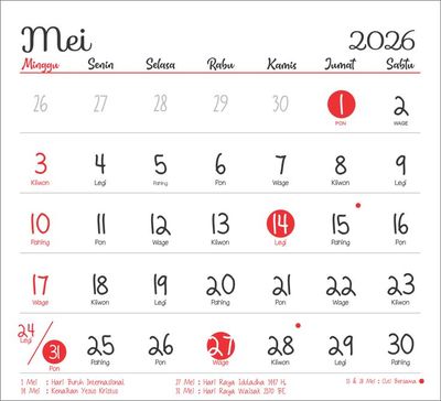 Apakah Ada Hari-Hari Istimewa di Bulan Mei 2026? Simak Daftar Lengkapnya!