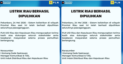 Listrik di Riau Resmi Pulih Total Usai Blackout Masal, PLN Hanya Ucapkan Terima Kasih ke Masyarakat
