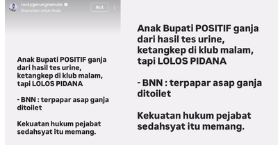 Kasus Anak Bupati Pelalawan Zukri Misran Positif Ganja Jadi Sorotan, Rocky Gerung: Kekuatan Hukum Pejabat Memang Dahsyat