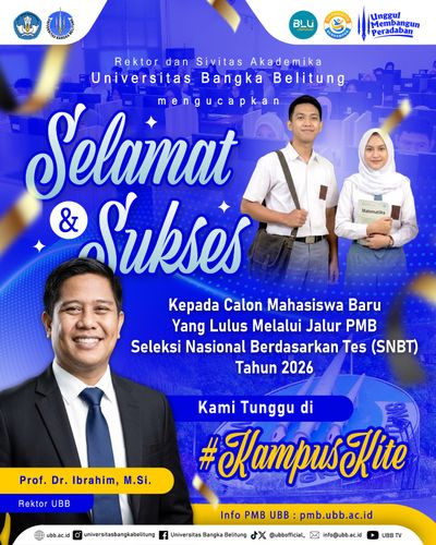 1.332 Peserta Lulus SNBT 2026 di Universitas Bangka Belitung, Rektor Sambut Generasi Baru Mahasiswa Indonesia