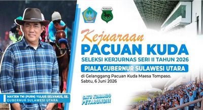 HARI INI! Kejuaraan Pacuan Kuda Piala Gubernur Sulut di Tompaso