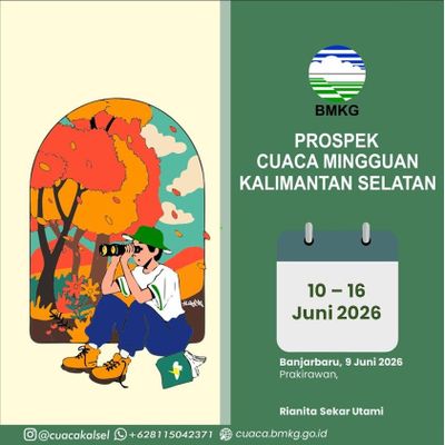 Waspada Cuaca Ekstrem Kalsel 10-16 Juni 2026: BMKG Ingatkan Potensi Hujan Petir dan Gelombang Tinggi