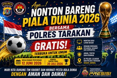 Polres Tarakan Gelar Nobar Piala Dunia 2026, Gratis untuk Warga