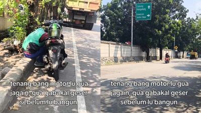 Pengguna Jalan Ini Memutuskan Berhenti untuk Menjaga Motor Driver Ojol yang Tidur, Jadi Perhatian Warganet