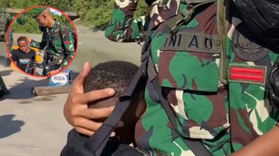 Momen Haru Anak Papua Tak Kuasa Menahan Tangis Saat Berpisah dengan Abang TNI