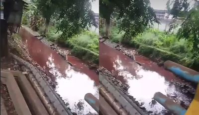 Viral Aliran Sungai di Cikarang Berubah Warna Jadi Merah, Polisi Lakukan Pendalaman