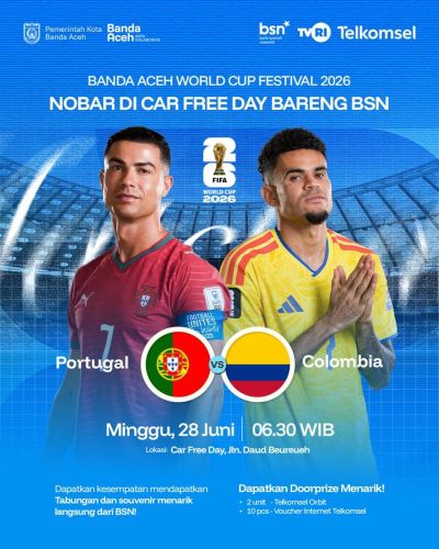 CFD Banda Aceh Jadi Lokasi Nobar Piala Dunia 2026, Ada Hadiah Tabungan dan Voucher
