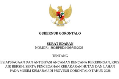 Pemprov Gorontalo Terbitkan SE Siaga Kemarau 2026