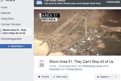 Sempat Hilang Dari Facebook, Undangan Penyerbuan Area 51 Muncul Lagi