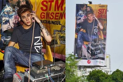 Billboard Justin Bieber di Warung STMJ Ini Jadi Sorotan