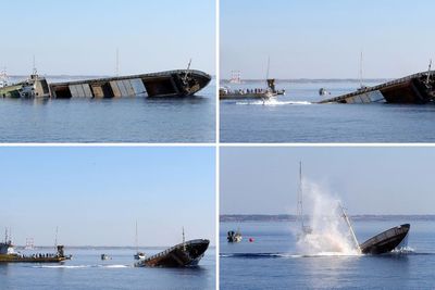 FOTO: Kapal Kargo Ditenggelamkan untuk Dijadikan Terumbu Karang