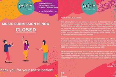 Festival Lalala Fest 2020 Resmi Dibatalkan, Demi Cegah Virus Corona