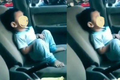 Viral Bocah Santuy saat Terkunci di Dalam Mobil