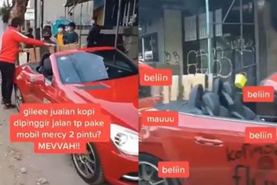 Mewah! Orang Ini Jual Kopi Pakai Mobil Mercy