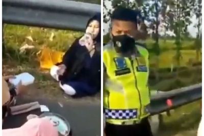 Satu Keluarga Makan di Pinggir Tol Cipali, Gak Takut Ketabrak Ya!