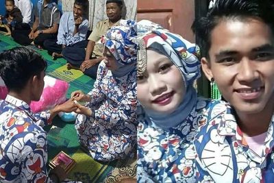 Unik! Pasutri ini Gelar Pernikahan dengan Tema Doraemon, Mendadak jadi Viral