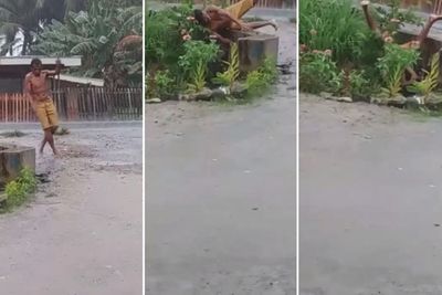 Detik-detik Orang Mabuk Jatuh ke Parit Saat Hujan, Bukan Kasihan, Warganet Malah Tertawa