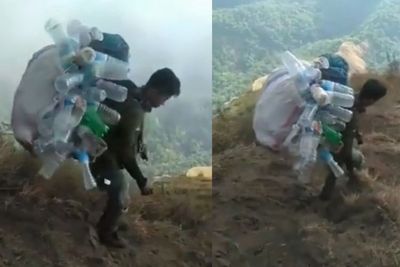 Viral Pria Kutip Sampah Bekas Para Pendaki di Gunung, Aksinya Tuai Pujian Warganet