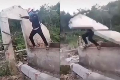 Mau Ketawa Takut Dosa, Aksi Robohkan Tembok Tertimpa Tembok Ini Bikin Warganet Tertawa