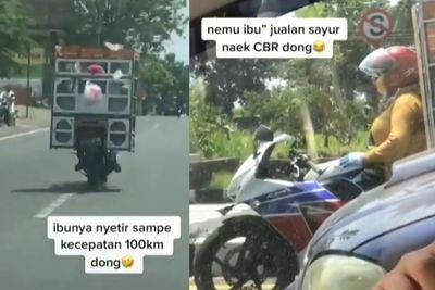 Viral Emak-Emak Penjual Sayur Naik CBR Ngebut Sampai 100 Km Jam