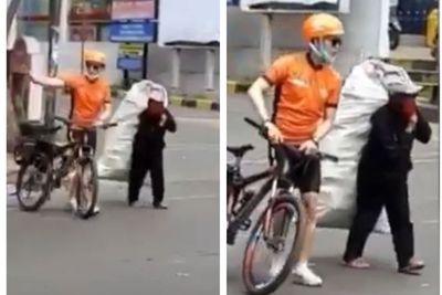 Pria Tampan Bersepeda Bantu Pemulung Menyeberang Jalan, Netizen: Jadikan Aku Istrimu!
