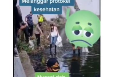 Viral Cewek Cantik Langgar Protokol Kesehatan, Disuruh Bersihin Kali Hitam Pekat, Jorok!