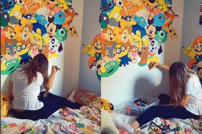 Cewek ini Coret Dinding Gambar Kartun Saat Isi Waktu di Kamar, Netizen: Gabut Berfaedah